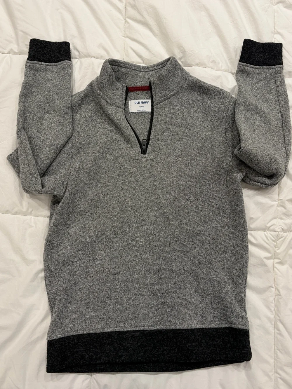 NWOT Boys’ Old Navy Gray Quarter-Zip Sweater with Dark Trim